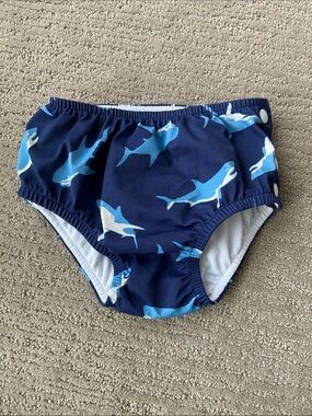 Kids Navy Shark Print Diaper Cover - Hannah Andersson
